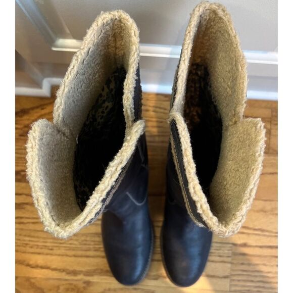 Timberland Shoreham Grey Leather Tall Boots with Fleece Upper Lining Size 7.5 - Picture 4 of 16